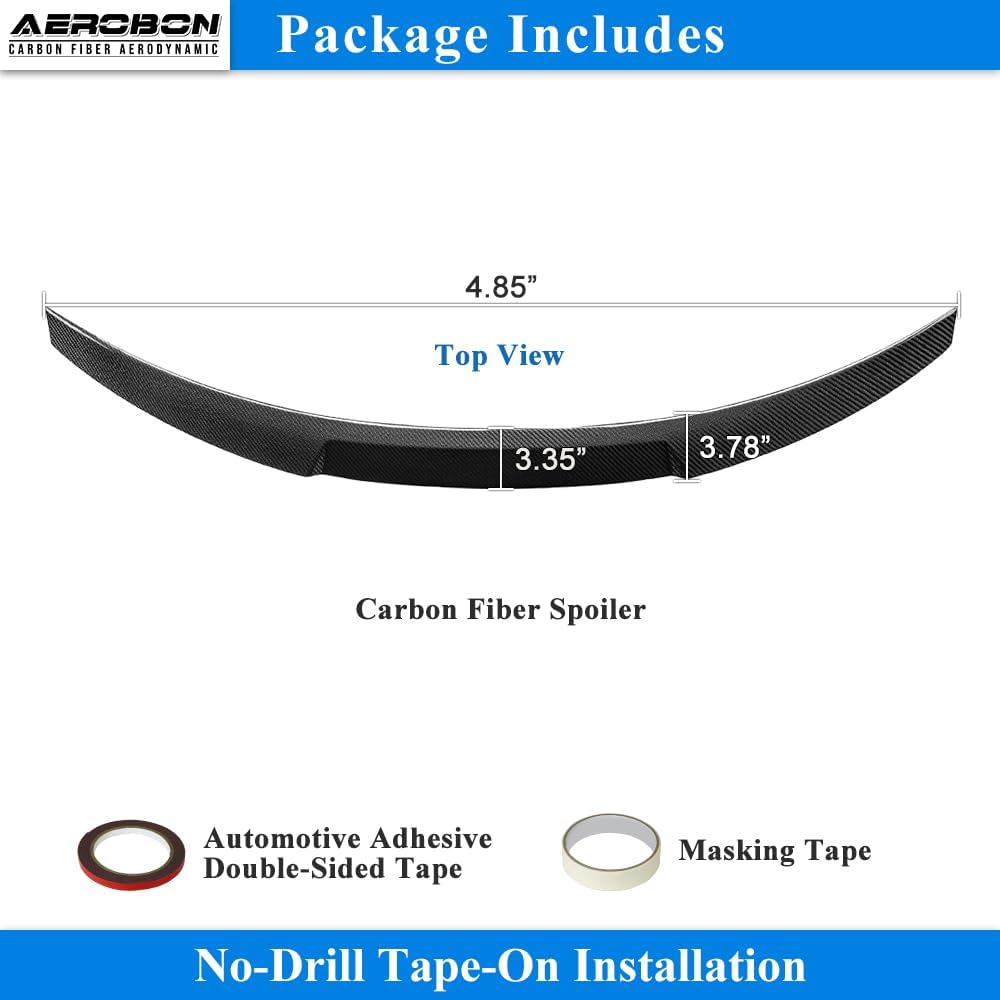 AeroBon Real Carbon Fiber Trunk Spoiler Compatible with 2015-2020 BMW F82 M4 Coupe Rear Spoiler (MV Style) Motorsport Version
