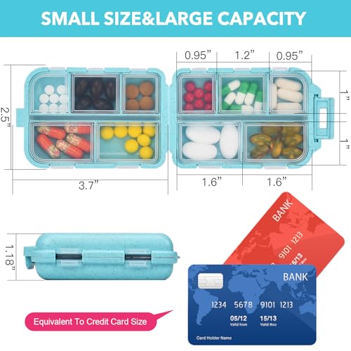 Image of Blue 189-Label Pill Organizer - Travel Medicine Case with Compact Pill Box & Labels (1 Pack)