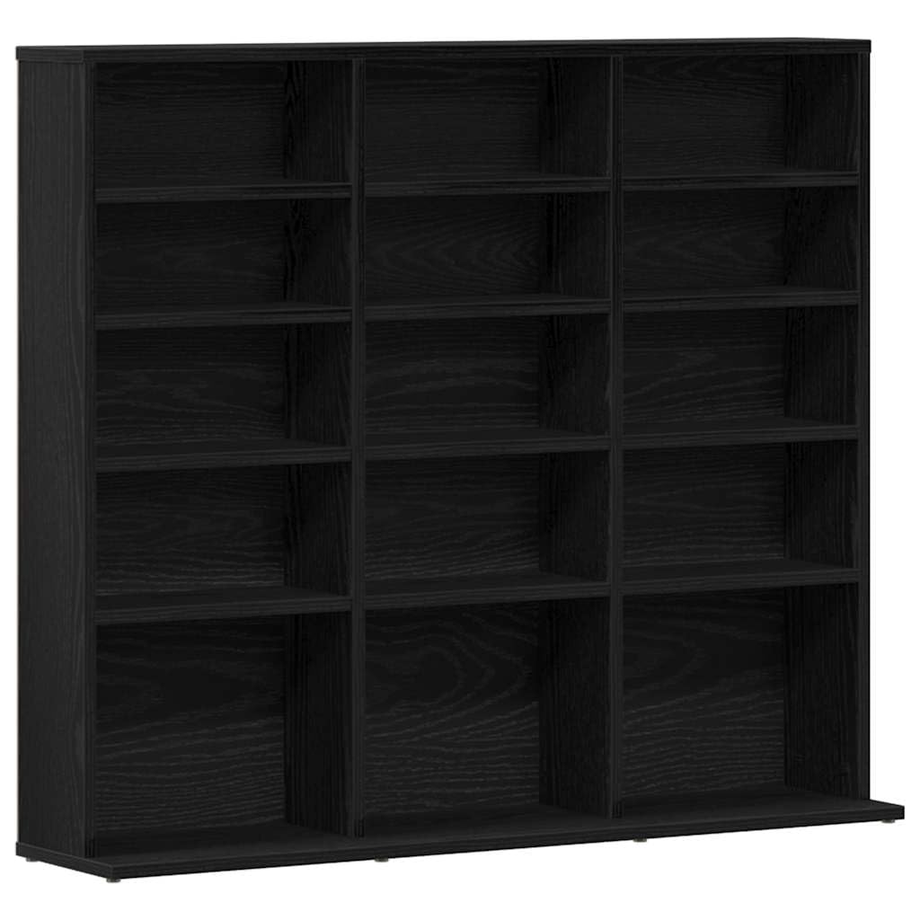 vidaXL CD Cabinet Black Oak 100x23x89.5 cm Engineered Wood, CD storage unit, CD storage cabinet, CD cupboard, shelf cabinet, CD storage furniture