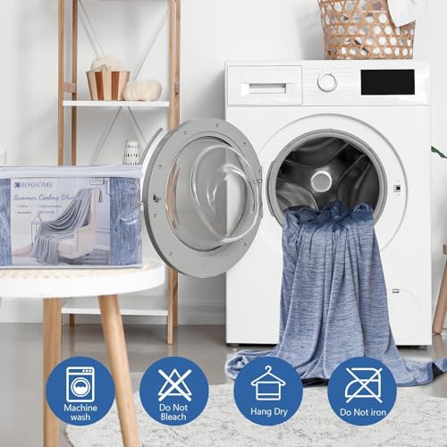 Image of CHOSHOME Cooling Blanket for Hot Sleepers - Summer Blanket Thin Soft Lightweight Breathable Double Side Enhanced Cooling for Hot Flashes, Night Sweats, Bed, Couch (Blue, 50 x 70 inches)