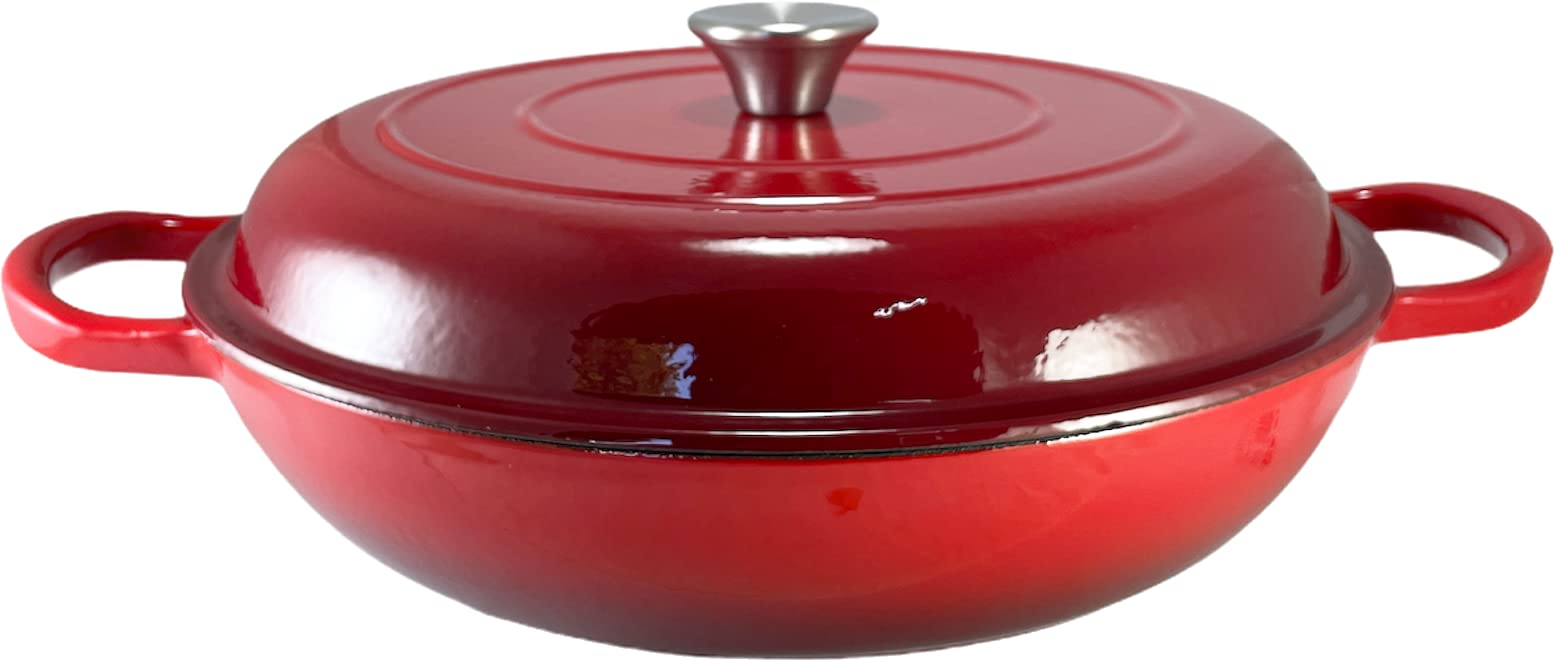 OLLA CACEROLA HIERRO FUNDIDO CON TAPA COCOTTE ROJO, ESMALTE INTERIOR (22 CMS)