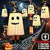 3 Packs Halloween Hanging Ghosts Decorations Outdoor Indoor, Spooky Glowing Ghost Witch Hat Striped Stockings High Heels String Lights 3 Modes Patio Yard Front Porch Tree Party(Contains 18 Batteries) #2
