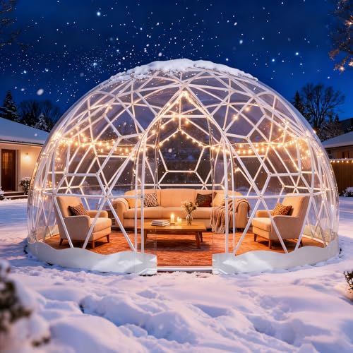 12 x 7.2 FT Garden Dome Tent, Outdoor TPU Greenhouse for 4-8 Person, Greenhouse Garden Tent with Window, Waterproof Clear Dome Tent Suitable for Camping, Party, Wedding, Christmas