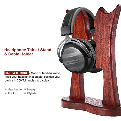 Vmank Merbau Headphone Stand in legno, scaffale di...