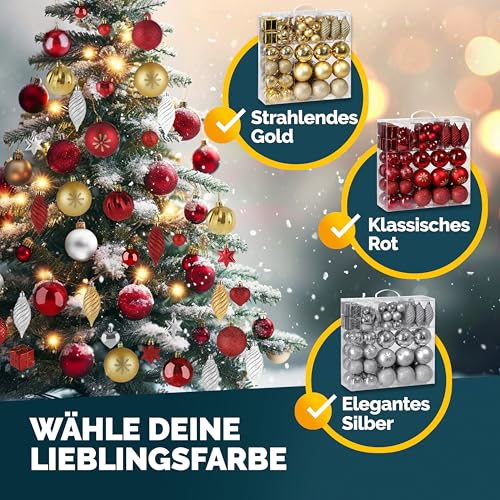 DEUBA® Weihnachtskugeln 103tlg Christbaumschmuck Kunststoff Gold – Ansicht 7