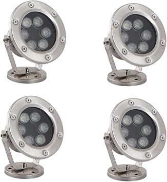 Braiton LED Pond Lights,Underwater Spotlight IP68 Waterproof Submersible Spot Light RGB Color Changing for Aquarium Fish Tank Garden Fountain Pool 4PCS,RGB,6W