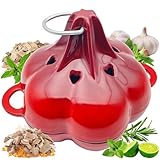 BOLVOUD Enameled Cast Iron Smoker Roaster & Garlic Roaster Baker, Multi-Functional Box for Gas/Pellet/Charcoal Grills, Oven & Wood Stove, Enameled Dutch Oven Style Cookware, Enamelled Cooking Pot