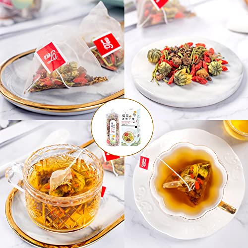 Chrysanthemum Cassia Seeds Tea Bags (8Gx20 Bags In 1 Box), Sweet-Scented Osmanthus, Burdock Root, Honeysuckle, Chinese Wolf-Berry, 6 Herbs Mixed Floral Tea Bags #TOP4