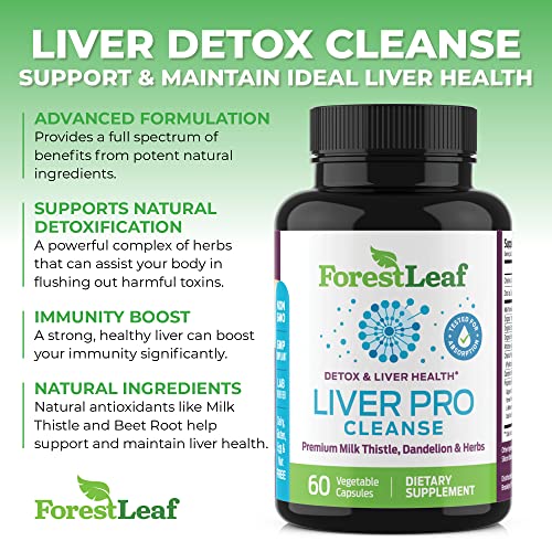 Forestleaf Liver Detox Cleanse - Liver Cleanse Detox & Repair - Fatty Liver Repair Liver Supplement With Milk Thistle, Dandelion Root Extract & Herbs - Prohepatic Liver Support Supplement (60) #TOP3