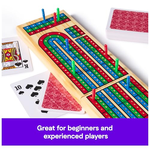 Cribbage sólido de madera con tablero plegable y cartas miniatura 5