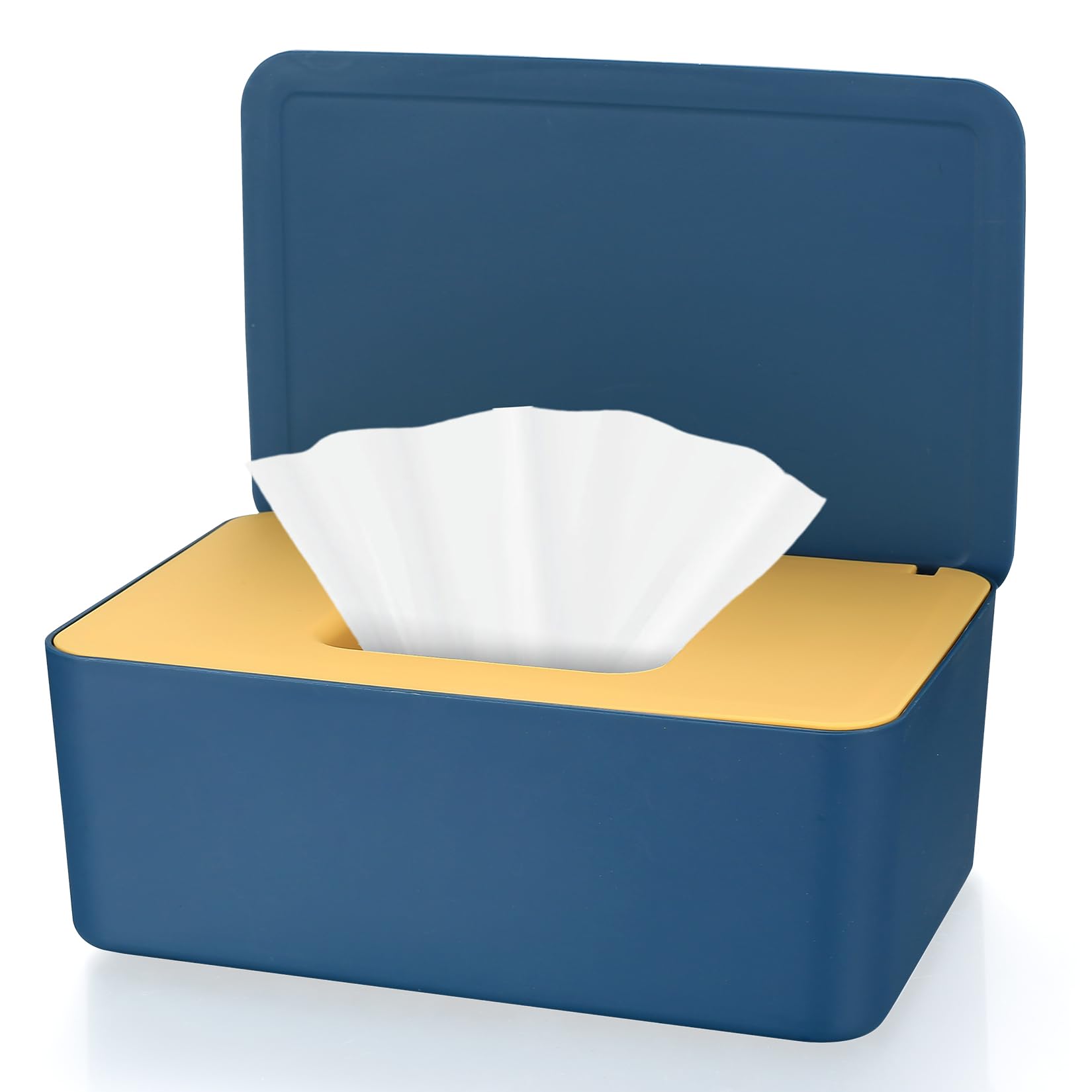 Wet Wipes Box, Moist Toilet Paper Dispenser, Baby Wet Wipes Dispenser, Wet Paper Box with Lid, Tissue Box for Home Office, Blue Yellow