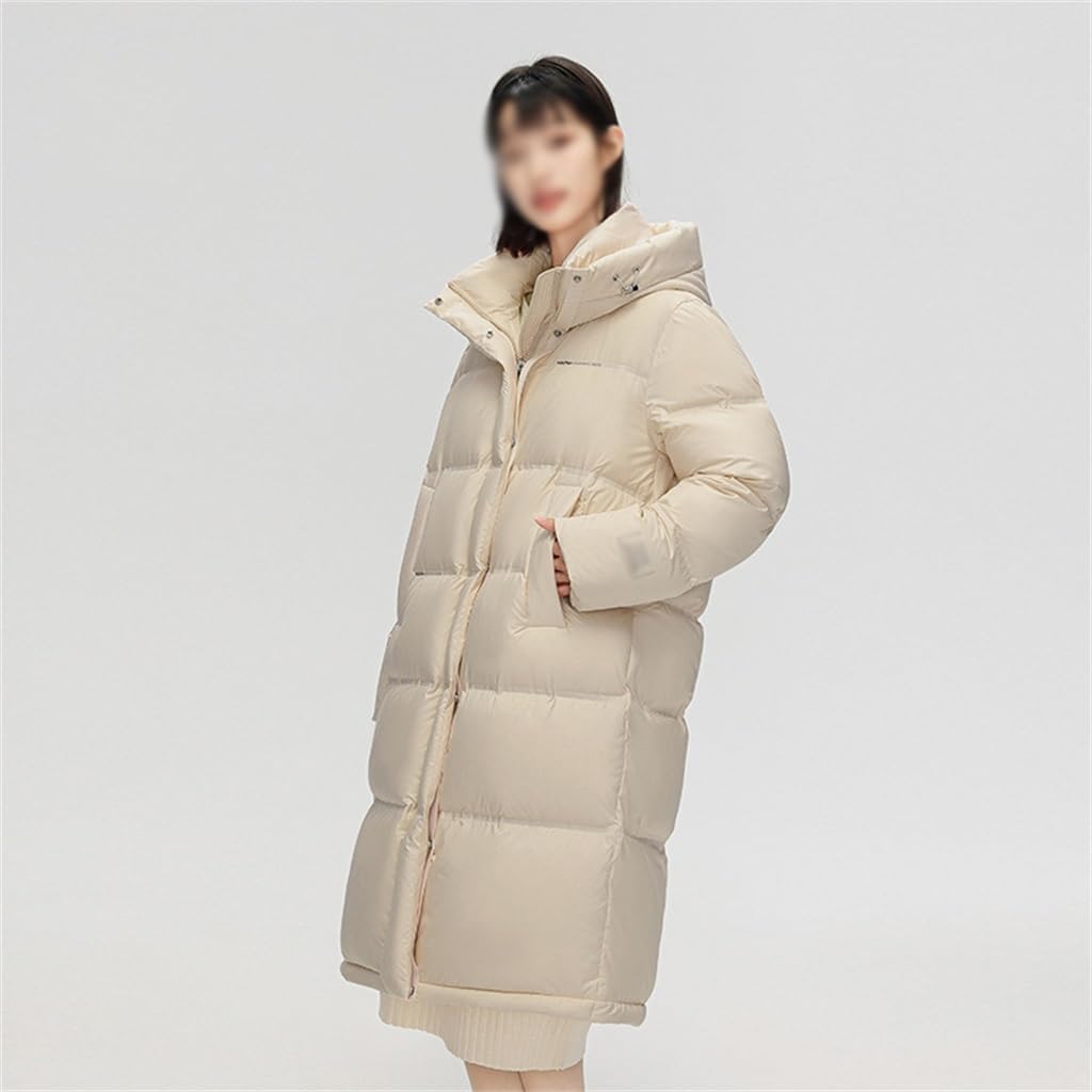 Autumn And Winter Women's Down Medium-length Removable Cap Thickened Warm Knee Jacket