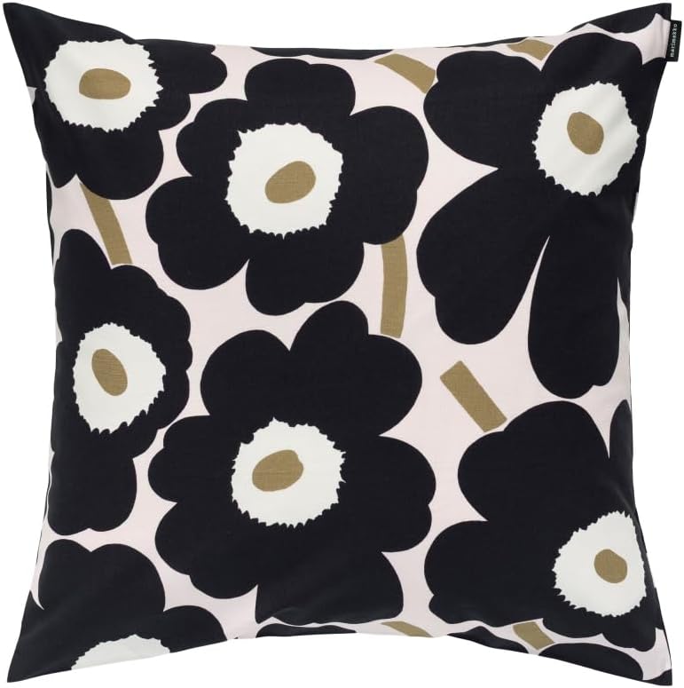 MARIMEKKO Pieni Unikko Cotton Pillow Cover (Pear and White) – Refine Your Home Décor with Our Square Cushion Cover w/Side Zip Closure — Modern Pillow Covers 19x19 inches