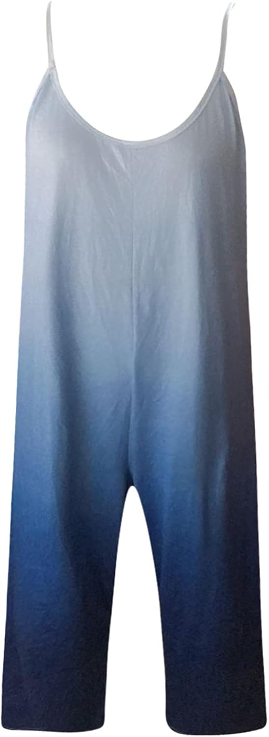 BEIEBIA Women Summer Elegant Spaghetti Strap Sleeveless Polka Dot Print One-Piece Loose Wide Leg Pants Jumpsuits Romper : Clothing, Shoes & Jewelry