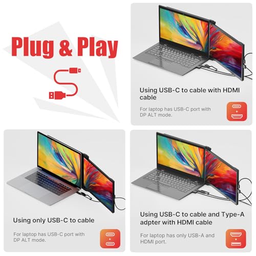 New Mobile Pixels Duex Plus DS Laptop Screen Extender, 13.3" FHD 1080P IPS Ultra Slim Portable Monitor, USB A/USB C/HDMI Plug and Play Laptop Monitor, Windows/Mac/Android/Switch Compatible by Duex - Used condition - Image 2