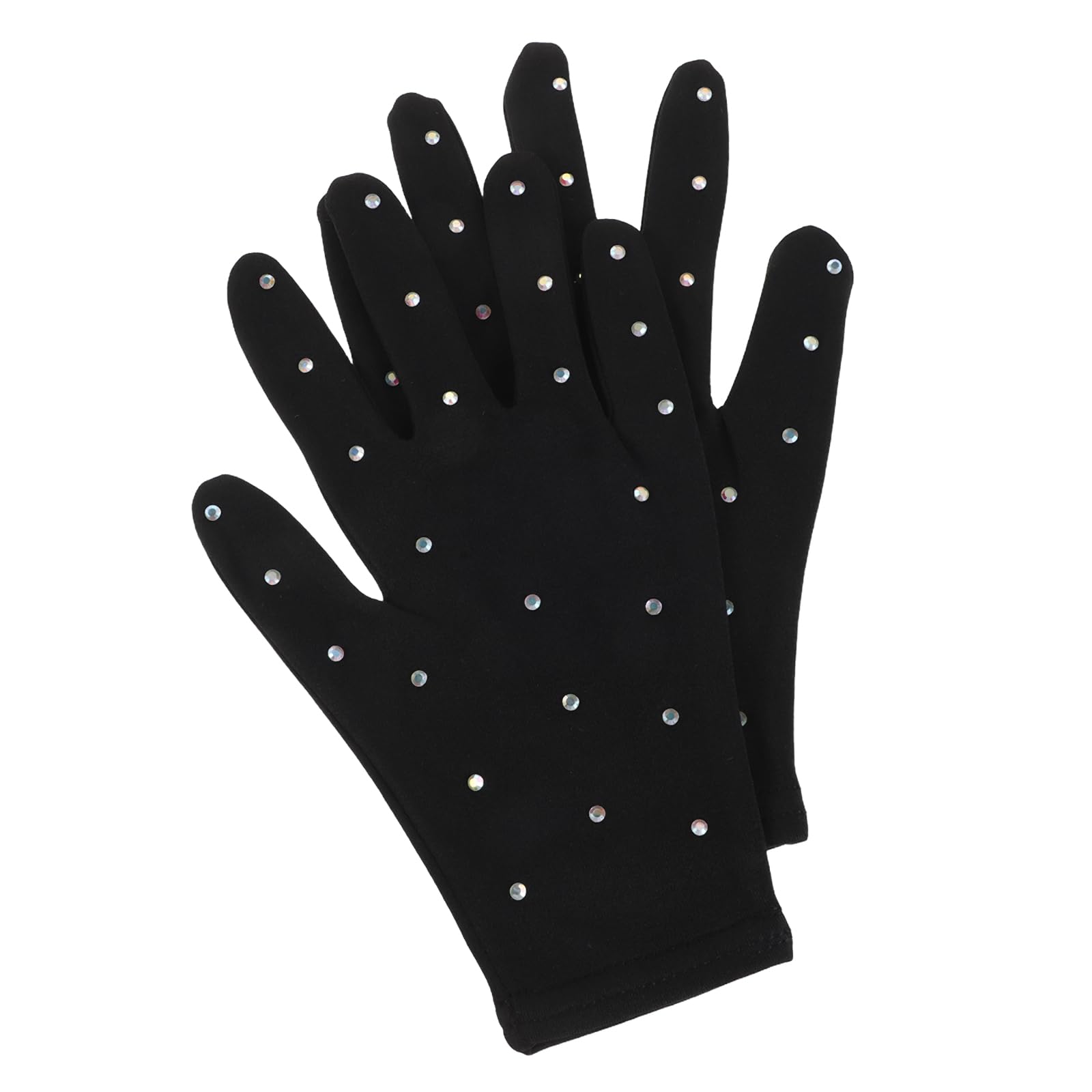 BUGUUYO Guantes para Patinaje Artístico sobre Hielo para Mujer, Talla L, Color Negro Opaco, con Decoración de Gemas de Imitación, Antideslizantes y Térmicos, Accesorios para Patinaje