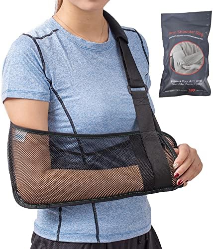 Mesh Arm Shoulder Sling - Medical Shoulder Immobilizer for Shower - Adjustable Arm Brace for Torn Rotator Cuff Injury - Right Left Arm for Men Women - Shower Sling for Elbow, Wrist (updated version )