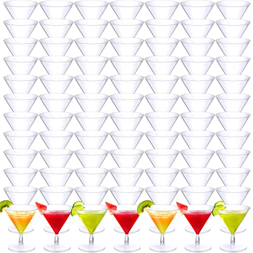 Rtteri 250 Pcs Mini Martini Glasses Plastic 2 Oz Disposable Mini Margarita Cups Clear for Weddings Party Wine Cocktails Drinks Desserts (Martini)
