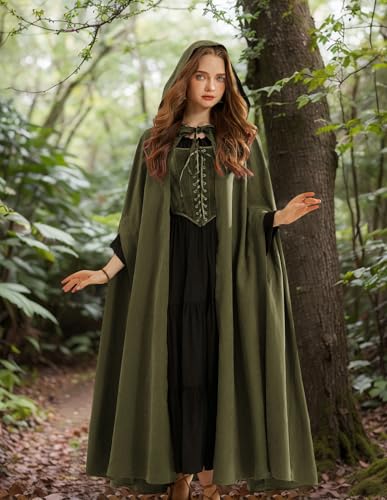 Scarlet Darkness Women Renaissance Hooded Cape Medieval Cloak Hobbit Halloween Costume3