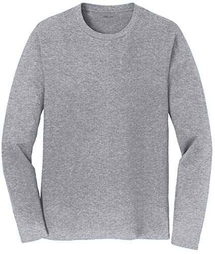 Joe's USA Mens Long Sleeve 4.5oz Lightweight Soft Cotton T-Shirt-AthHeather-2XL