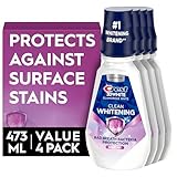 Crest 3D White Glamorous White Alcohol Free Multi-Care Whitening Mouthwash, Hydrogen Peroxide Mouthwash, Arctic Mint, 16 fl oz (473 mL) - Pack of 4, Crest Mouthwash