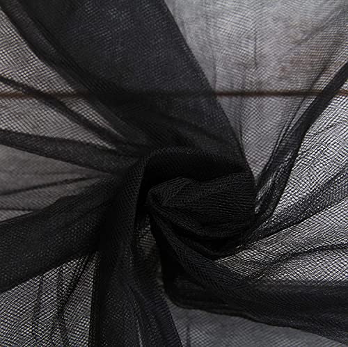 Image of Multi Purpose Solid Nylon Soft Net Combination Fabric - for Wedding, Parties, Costumes, and Decoration (32.8 x 4 Feet, Black)
