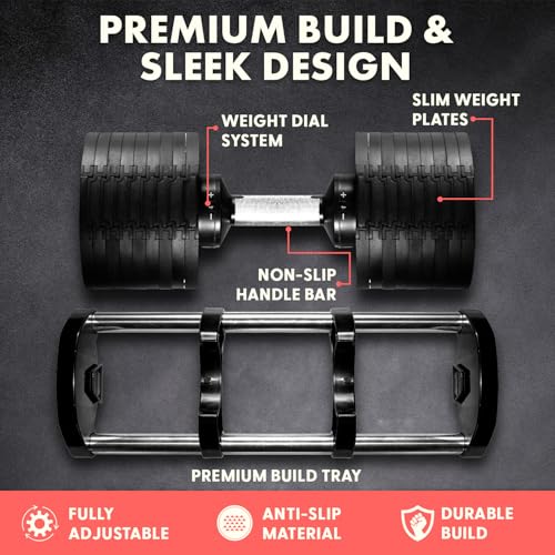 Image of Squatz Adjustable Dumbbell Set 70-140LB Adjustable Dumbbells For Home Gym, Anti-Slip Handle With Heavy‑Duty Plates, Exercise Fitness Dumbbells For Home Gym Strength & Weight Training