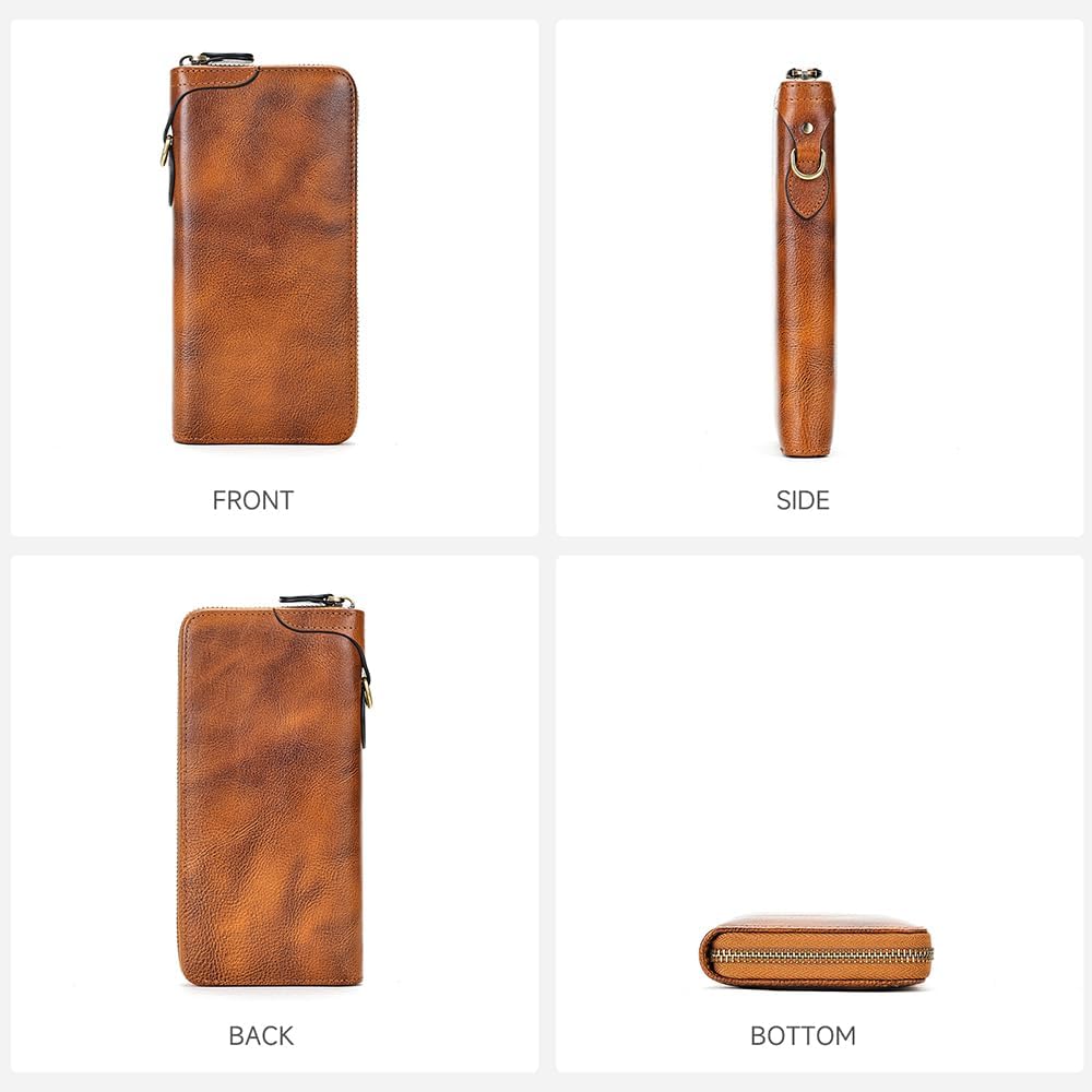 Women's Wallets Stylish Genuine Leather Tri-fold Wallet for Women - Slim, Multi-color Card Holder and Black Clutch Purse (Blue)