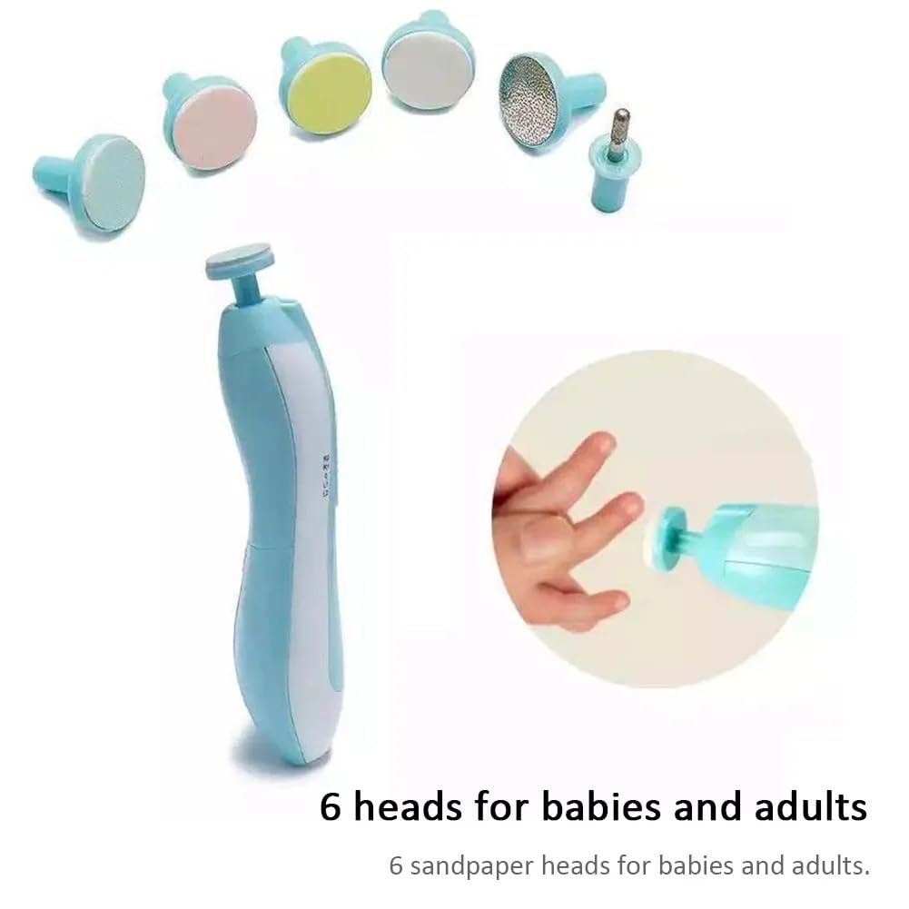 Cortaúñas para bebé, cortaúñas eléctrico seguro, kit de lima de uñas para bebé, cabezales de repuesto adicionales, dedos de los pies y uñas de los niños recién nacidos, recortar y pulir (clásico,