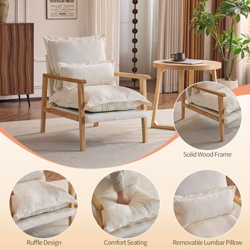 Sillón Chenille Beige con Cojín Lumbar miniatura 4