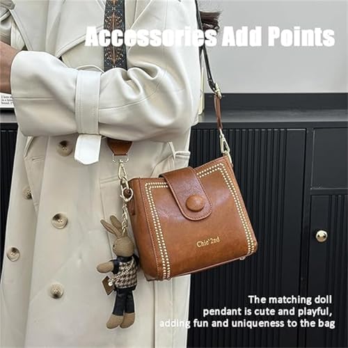 Bootara Bucket Bag, Bootara Women's Vintage Bunny Charm Bucket Bag Convertible Shoulder/Crossbody, Spacious Travel Tote3