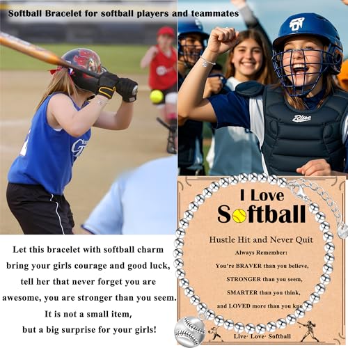 Simple Softball Bracelet for Teens Women, Inspirational Softball Gifts for Daughter, Granddaughter, Niece, Players, Teams, Coach3