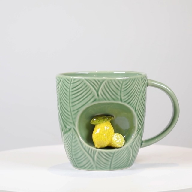 Taza de cerámica Stoneware con diseño limón 12oz miniatura 5