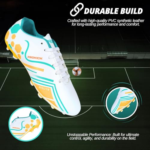 Prokick Brute Football Studs Men's White WHITE/SEA GREEN - Image 4