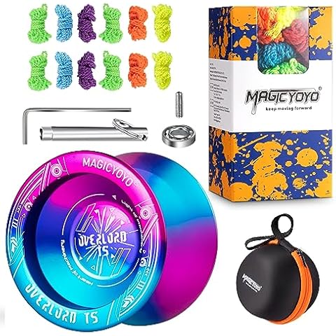 YOSTAR 50 Yoyo Strings 100% Polyester, Unresponsive Yoyo T5 Plus Overlord Yoyo Professional for Adults, Dual Purpose Yoyo with Replacement Responsive Bearing for Kids Beginner+Bearing Remover+Yoyo Bag Cover