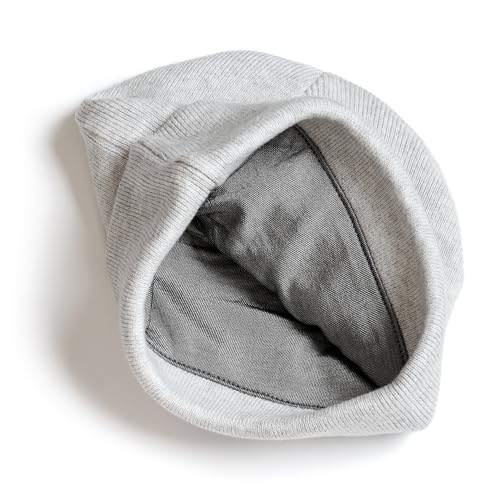 EMF Defense Beanie - Protective Silver Fabric Hat for Brain Health, and EMF Radiation Shield. Stylish Faraday Technology (Grey)
