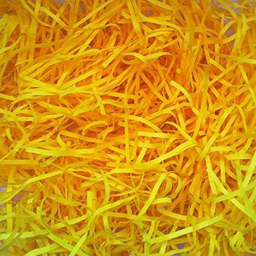 Image of Shredded Paper For Packaging, 50 GMS, Decorative Paper Grass, Paper Grass for Gift Packing, Color Papers For Decorating, Christmas Grass Decoration - Yellow