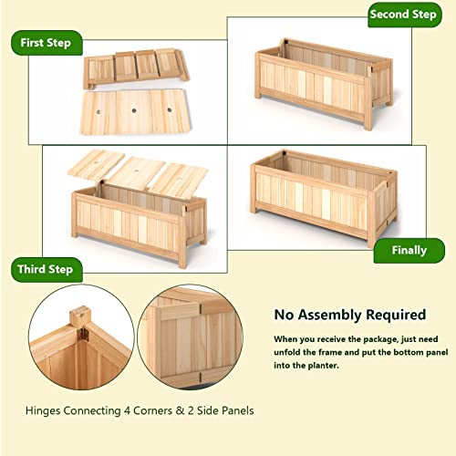 Giantex Raised Garden Bed Folding Flower Planter Vegetable Folding Planting Box For Patio Lawn Garden Backyard Elevated Outdoor Wood Planter Boxes, 27.5" Lx12 Wx10 H #TOP3