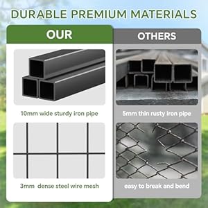 Mr IRONSTONE Large Dog Kennel Outdoor with Water Resistant Roof Heavy Duty Outside Dog Kennel Pet Pens Dogs Run Enclosure with Rotating Feeder and Secure Lock 4L x 4W x 44H