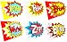 Superhero Word Cutouts (Pack of 6) - No Bent Corners Due to Protective Packaging - Action Sign Cut-Out for Superhero Themed Birthday Party & Photo Booth Props - Boom, BAM, ZAP, Kapow, POW, Wham