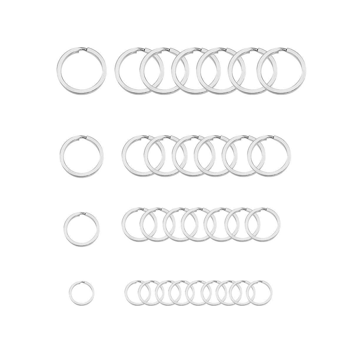 ZYYCSplit Key Rings, Round Split Key Rings, Keychain Split Rings, Stainless Steel Round Flat Split Keychain Ring, 4 Sizes (1/2 inch, 3/4 inch,1 inch, 1.2 inch) Flat Key Rings, Split Keyring (40pcs)