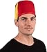 Kangaroo Red Fez Hat for Men With Gold Tassel – Arabian Moroccan Bellhop Ottoman Turkish Hat – Halloween Cosplay Dress Up Apparel