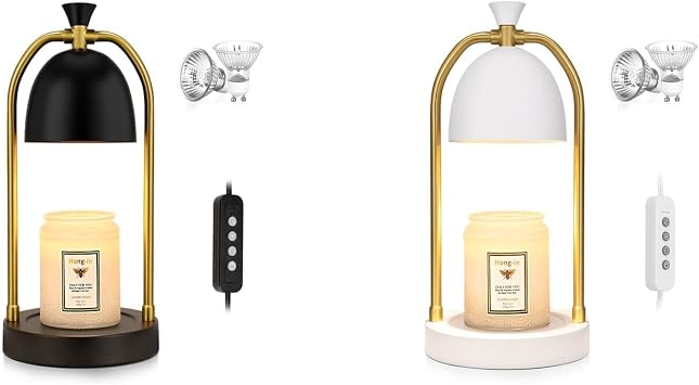Candle Warmer Lamp with Timer 2 Pack Black and White