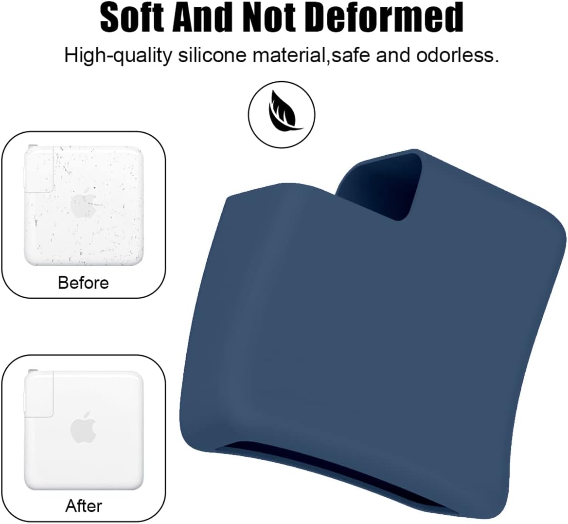 70W Soft Silicone Charger Cover Compatible with Apple MacBook Air 13.6 inch Air 15inch M3 M2 2023 2024, 70W Power Adapter Protective Case Sleeve for MacBook Pro 14 M3 2023, Navy Blue - Image 5