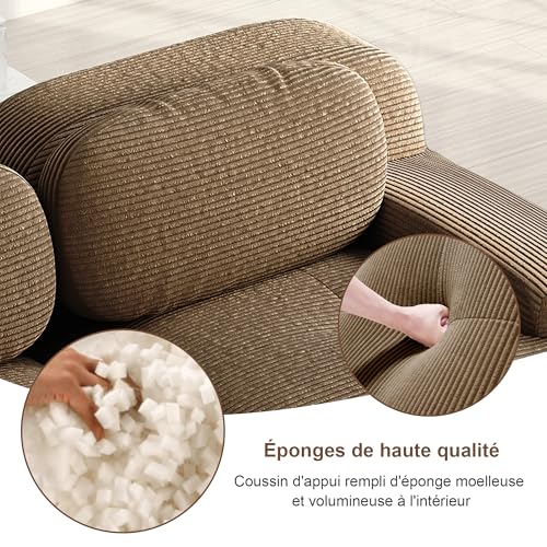 Sofá modular con base antideslizante y pana comprimida de alta densidad 8