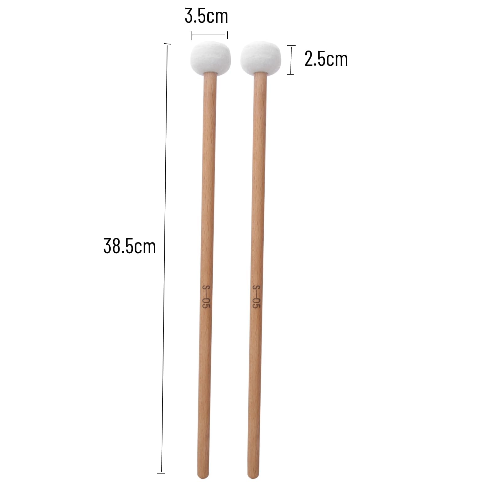 2 Pièces Maillet de Tambour Blanc Feutre Maillets de Timbale Maillets de Percussion pour Timbales Caisse Claire Accessoires D'instruments de Musique