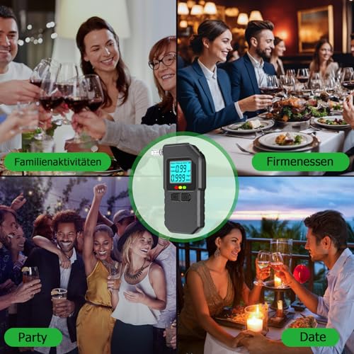Dusefogo Alkoholtester, Promillemessgerät mit Digitaler LCD-Anzeige, Professioneller Alkoholmessgerät für 20 Mundstücke, Tragbarer Alkohol Tester für Den Persönlichen und Professionellen Gebrauc