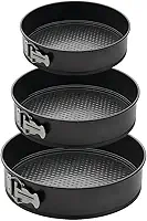 Conjunto 3 Formas Para Bolo Torta Com Fundo Removível Antiaderente Aço Carbono Redondas Preto 24cm 26cm 28cm Premium