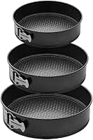 Conjunto 3 Formas Para Bolo Torta Com Fundo Removível Antiaderente Aço Carbono Redondas Preto 24cm 26cm 28cm Premium