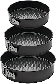 Conjunto 3 Formas Para Bolo Torta Com Fundo Removível Antiaderente Aço Carbono Redondas Preto 24cm 26cm 28cm Premium